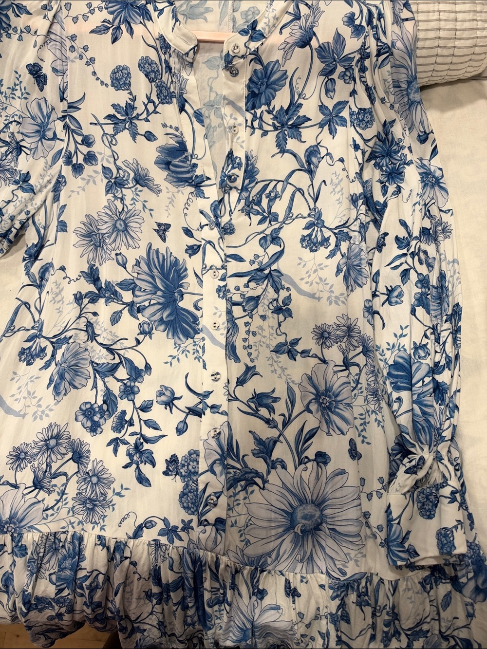 Women's Blue Floral Button-Front Dress